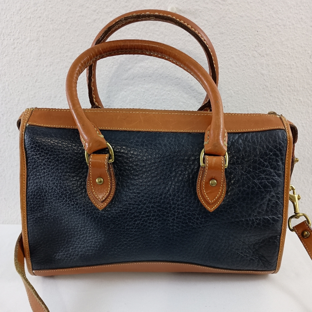 Dooney & Bourke Vintage AWL Navy Zip Top Large Satchel Crossbody - Picture 2 of 12